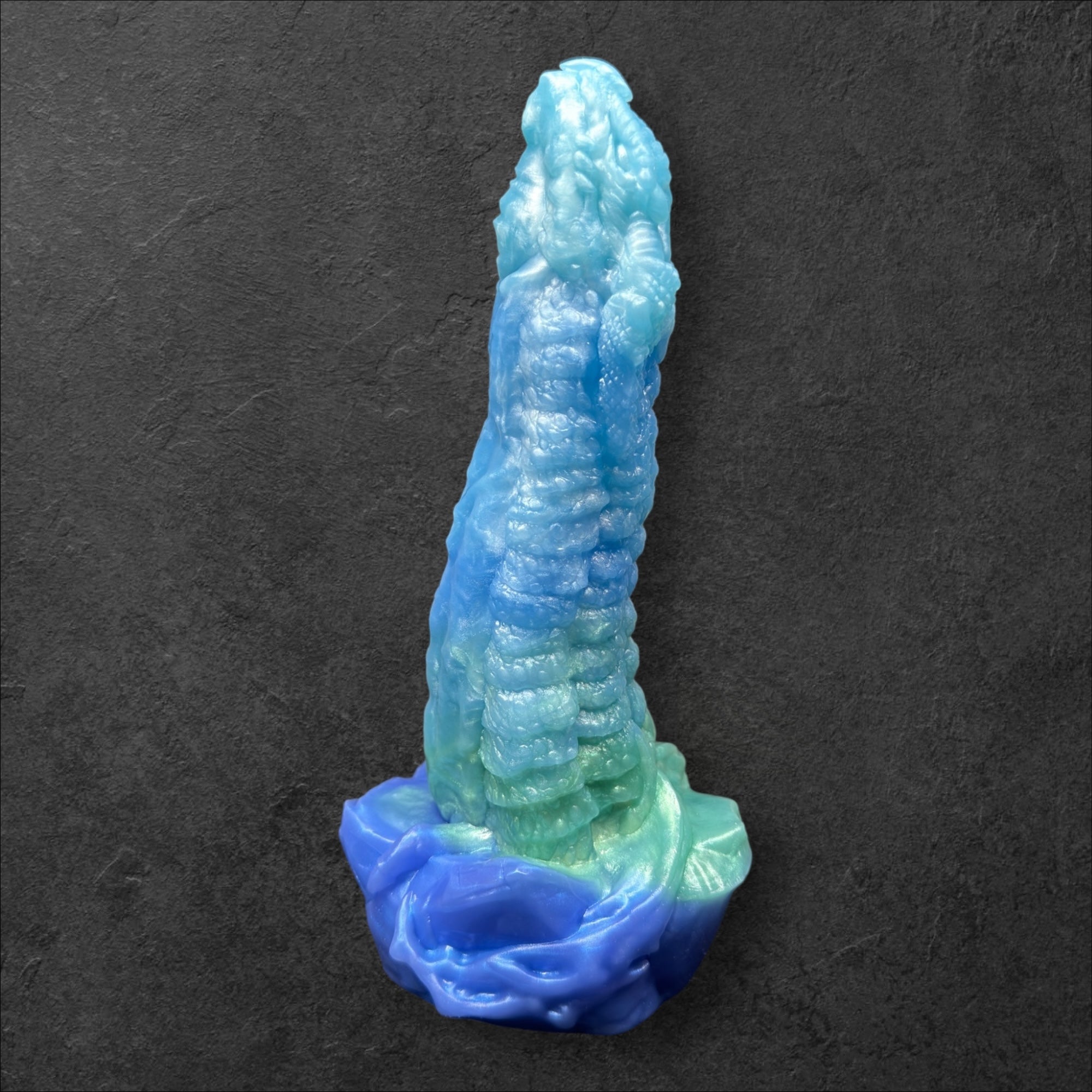 Heavily Scaled Dragon Dildo with Organic Texture. High Quality Platinum Silicone Fantasy Sex Toy Made in Spain by ClimaxLab.