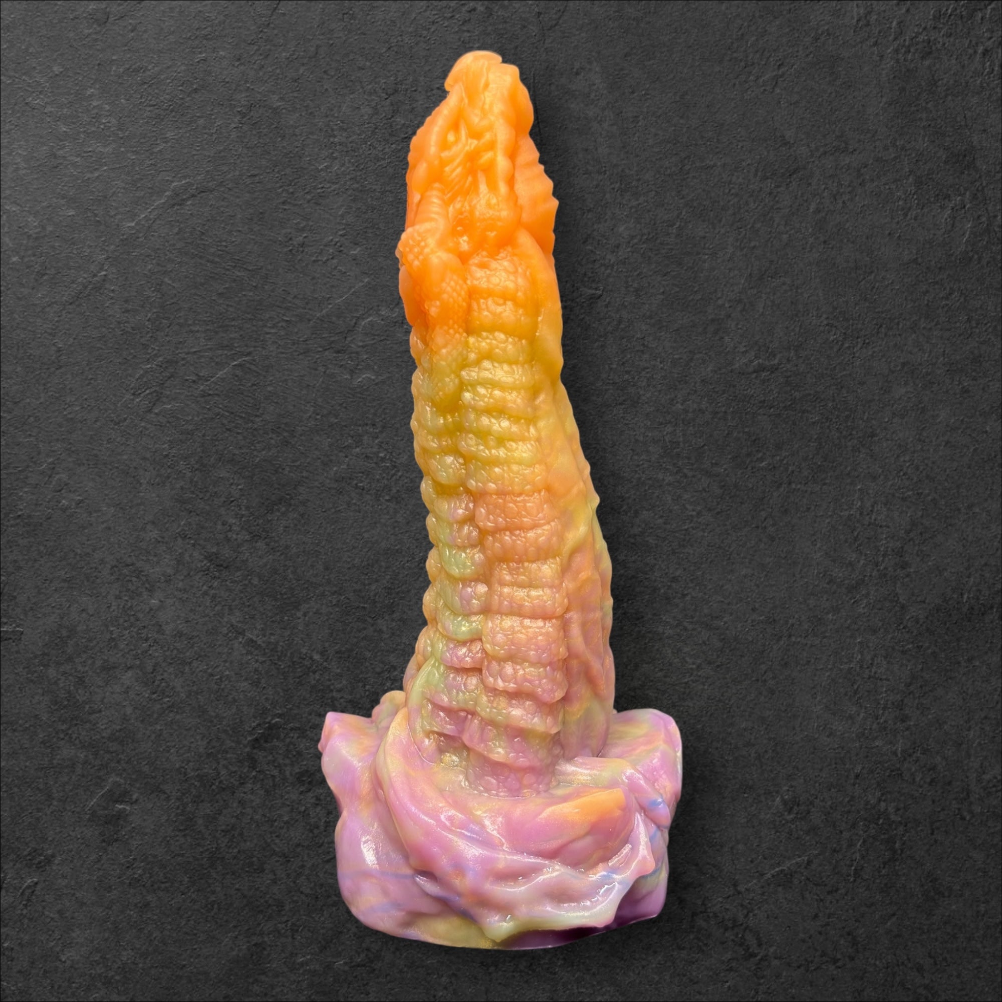 Heavily Scaled Dragon Dildo with Organic Texture. High Quality Platinum Silicone Fantasy Sex Toy Made in Spain by ClimaxLab.