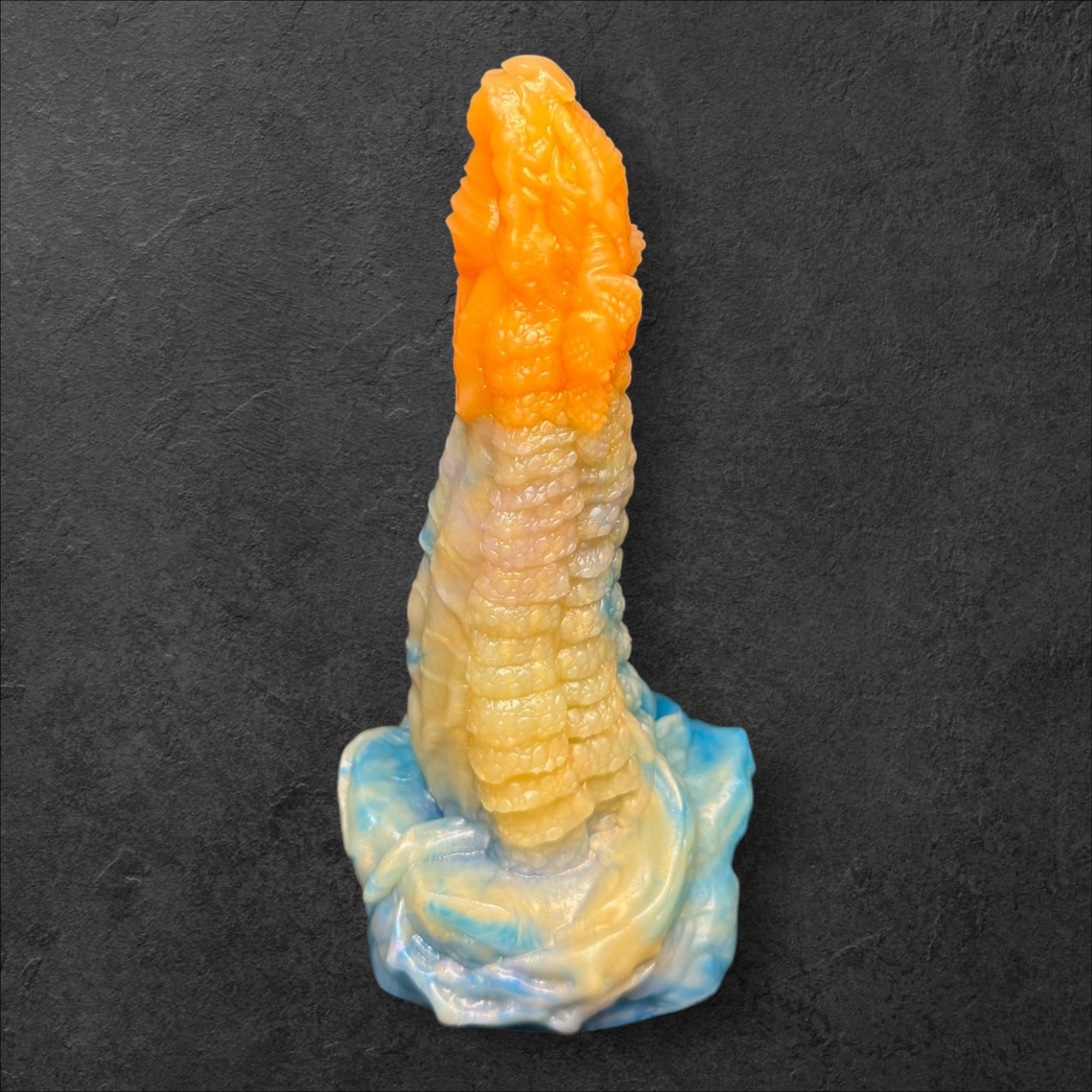 Heavily Scaled Dragon Dildo with Organic Texture. High Quality Platinum Silicone Fantasy Sex Toy Made in Spain by ClimaxLab.