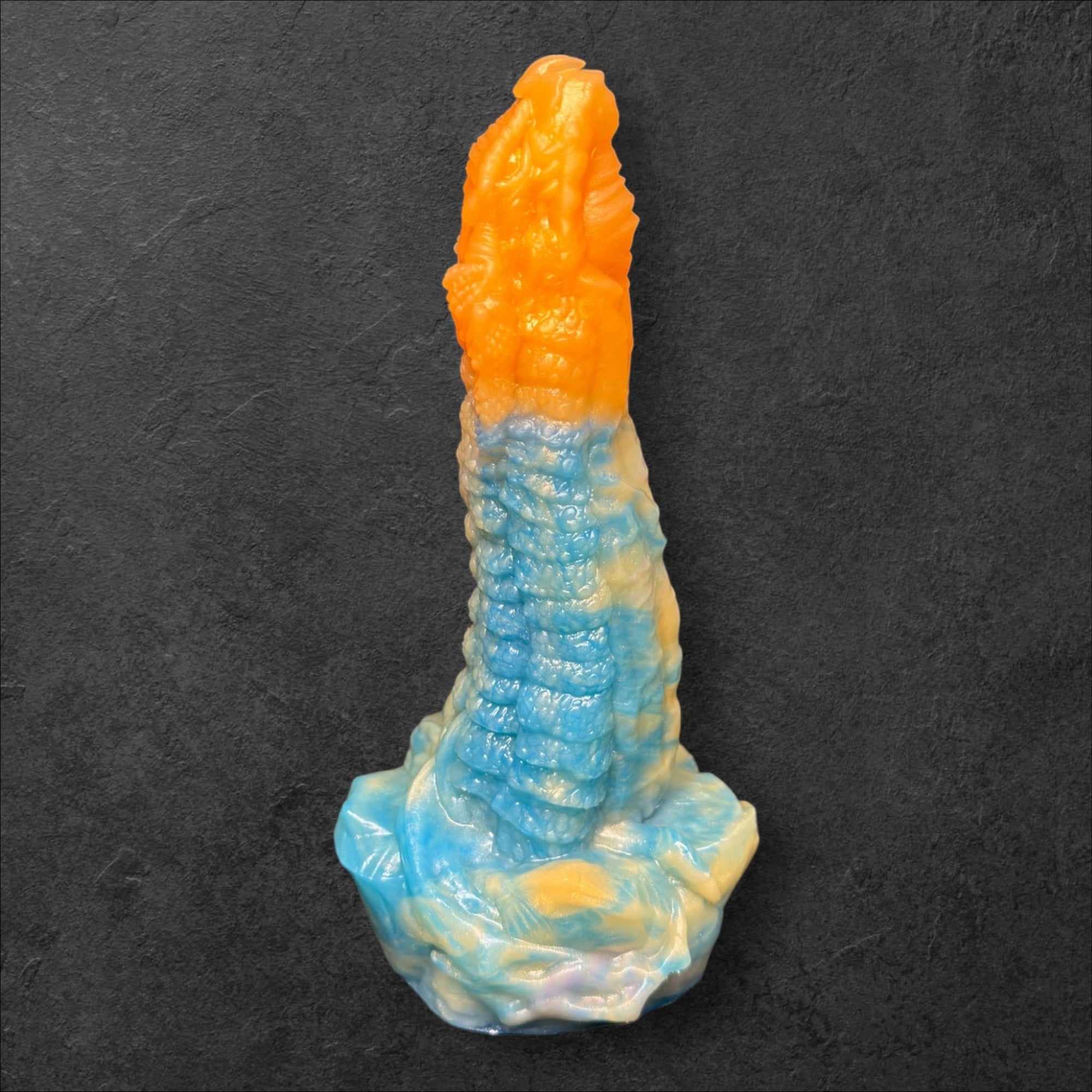 Heavily Scaled Dragon Dildo with Organic Texture. High Quality Platinum Silicone Fantasy Sex Toy Made in Spain by ClimaxLab.