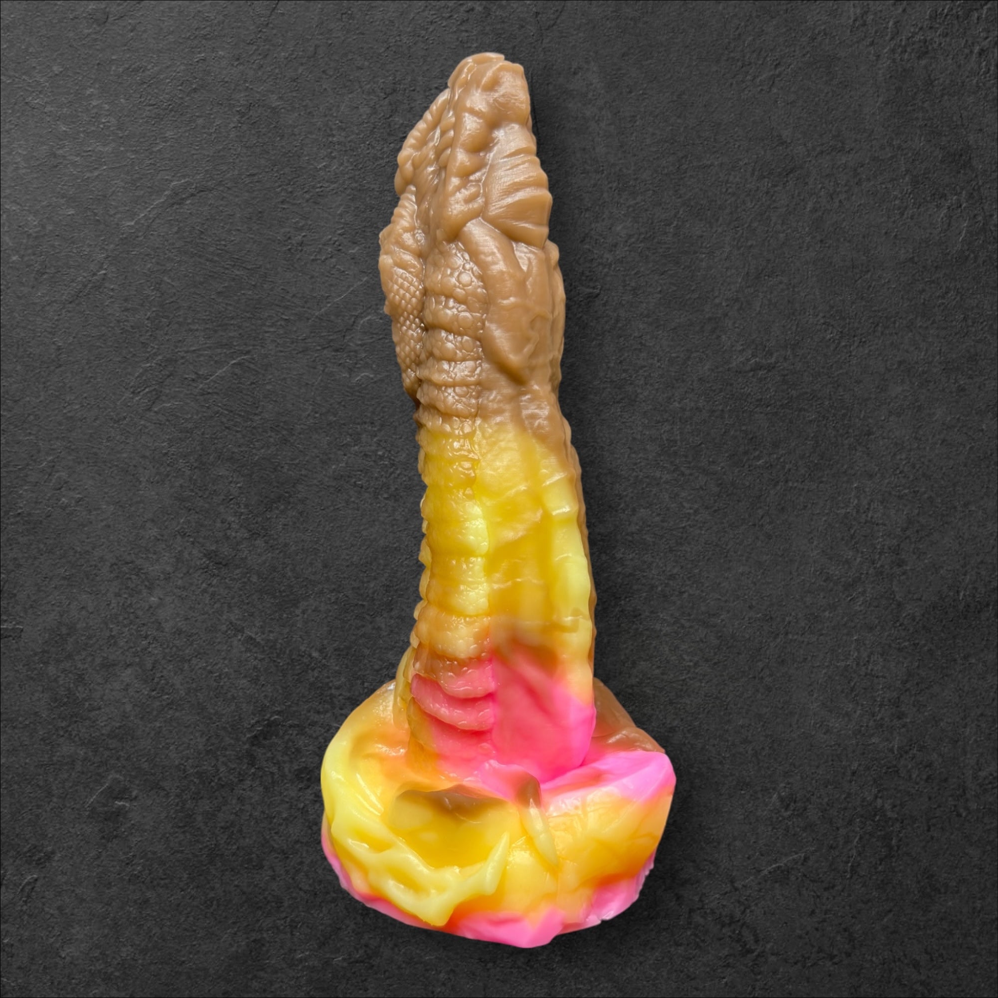 Heavily Scaled Dragon Dildo with Organic Texture. High Quality Platinum Silicone Fantasy Sex Toy Made in Spain by ClimaxLab.