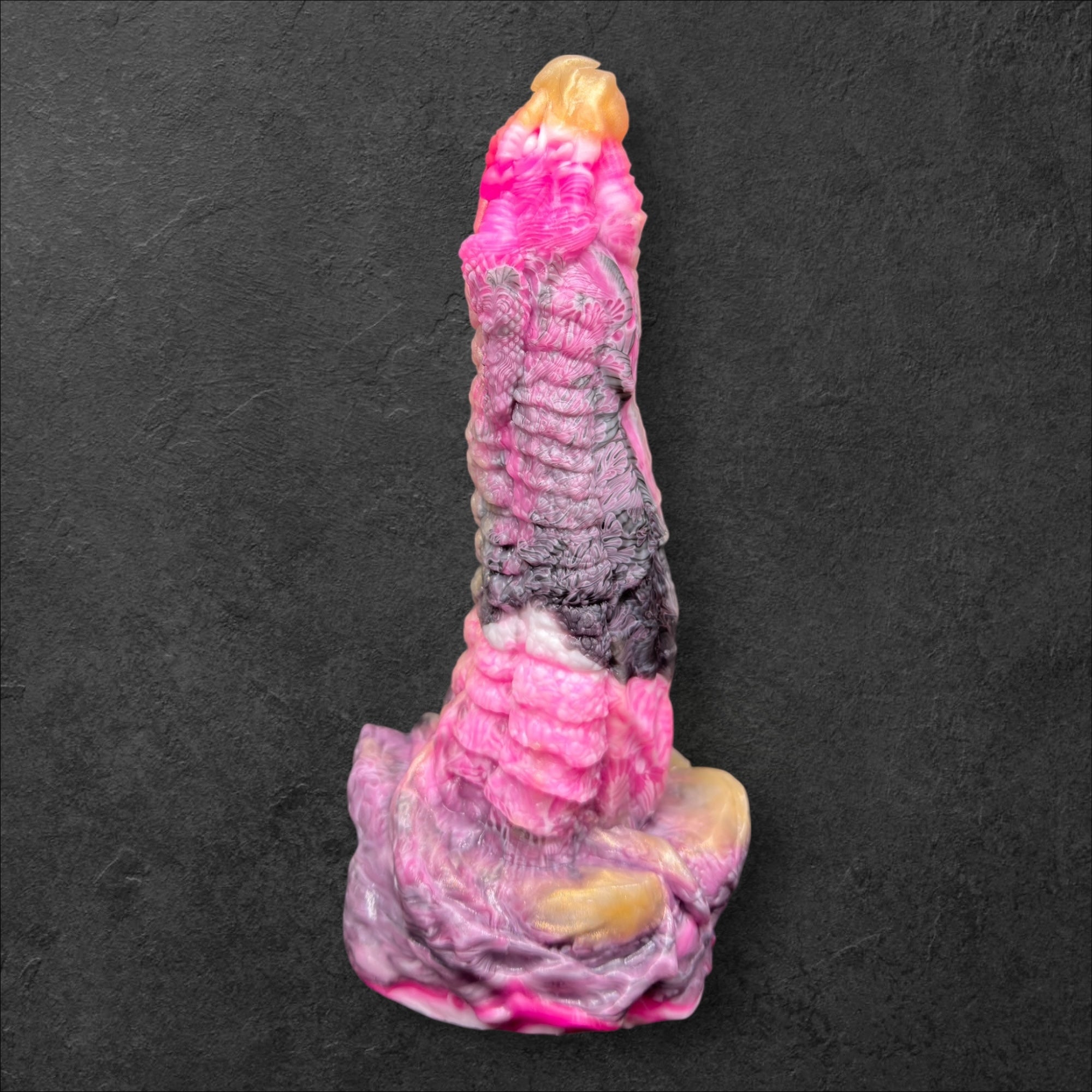 Heavily Scaled Dragon Dildo with Organic Texture. High Quality Platinum Silicone Fantasy Sex Toy Made in Spain by ClimaxLab.