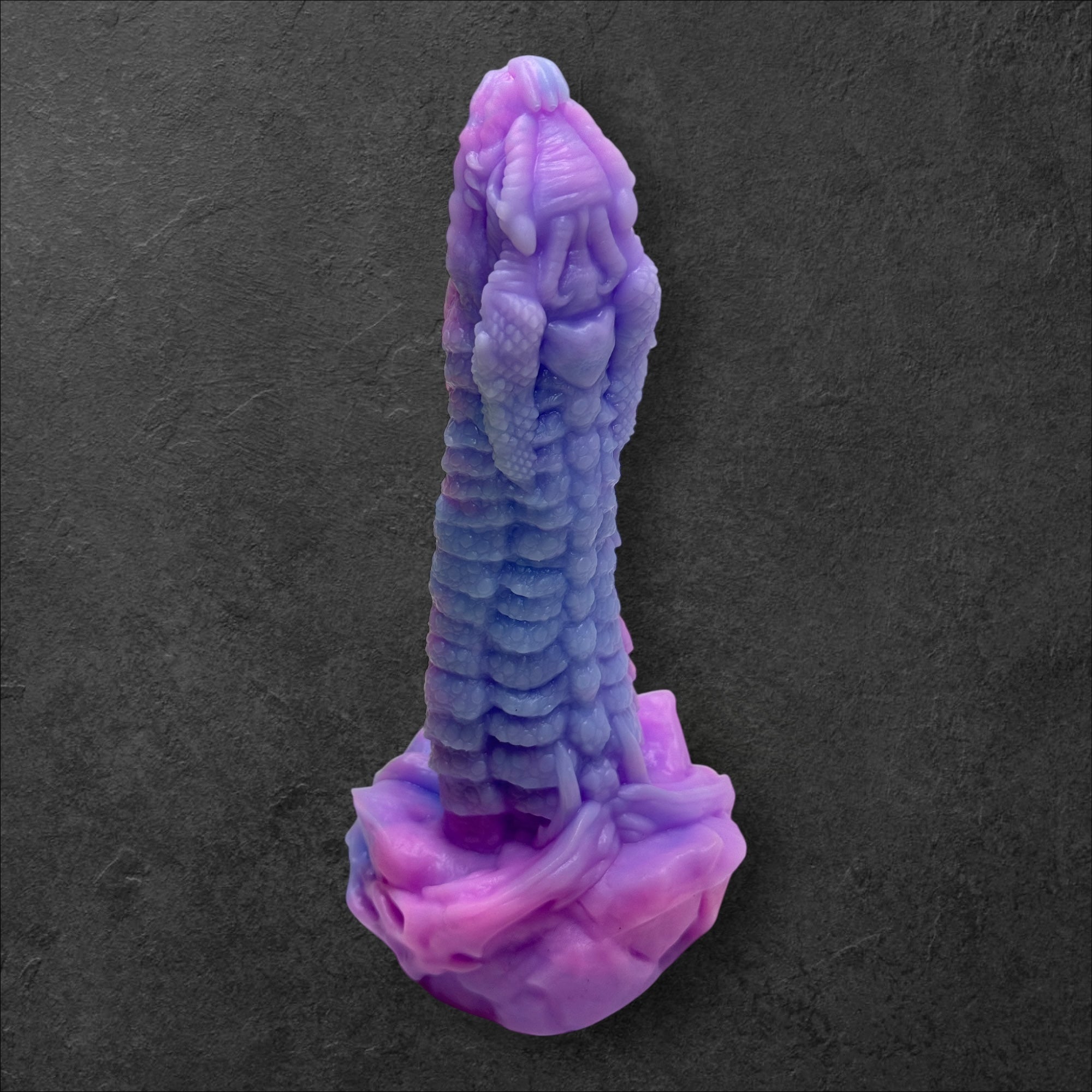 Heavily Scaled Dragon Dildo with Organic Texture. High Quality Platinum Silicone Fantasy Sex Toy Made in Spain by ClimaxLab.