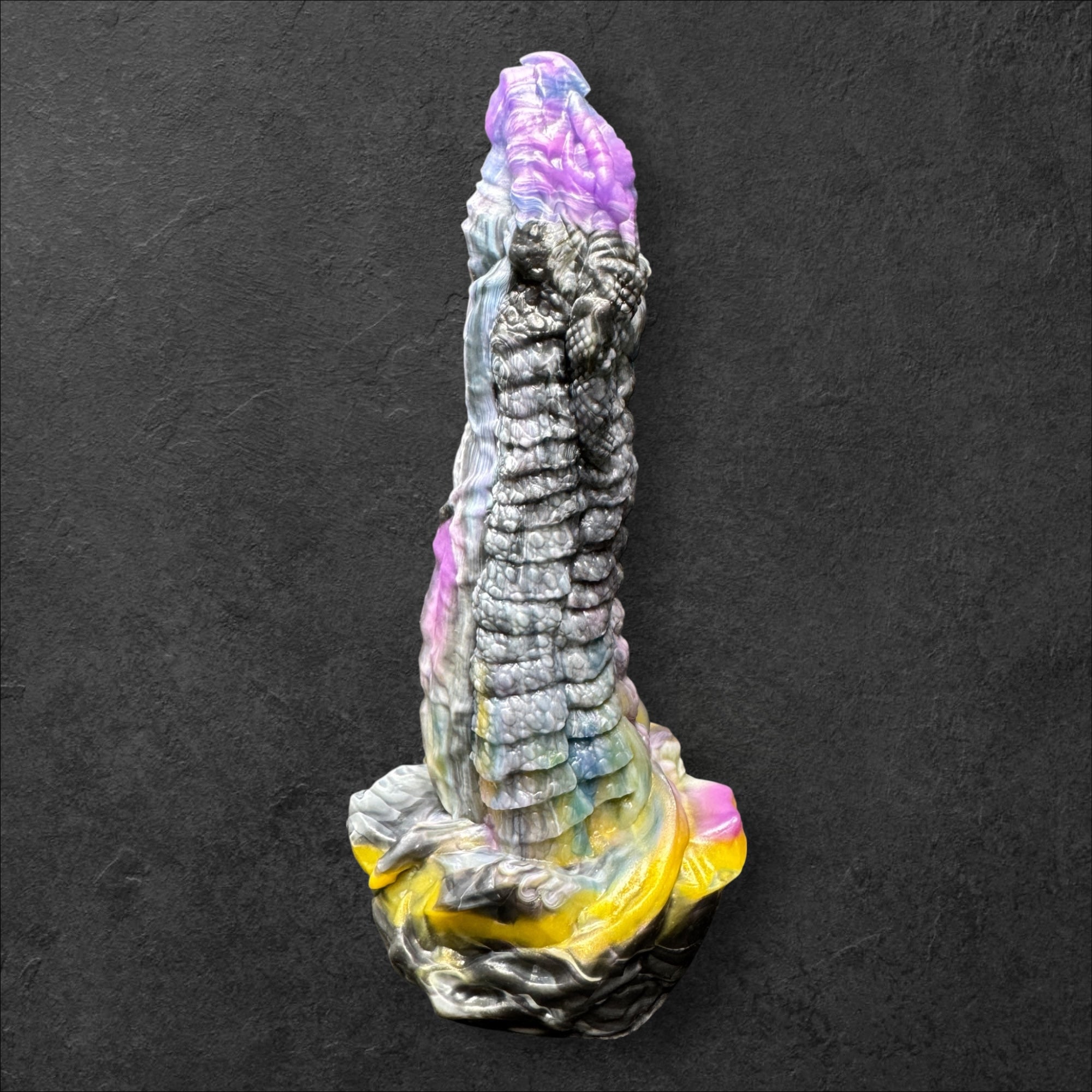 Heavily Scaled Dragon Dildo with Organic Texture. High Quality Platinum Silicone Fantasy Sex Toy Made in Spain by ClimaxLab.