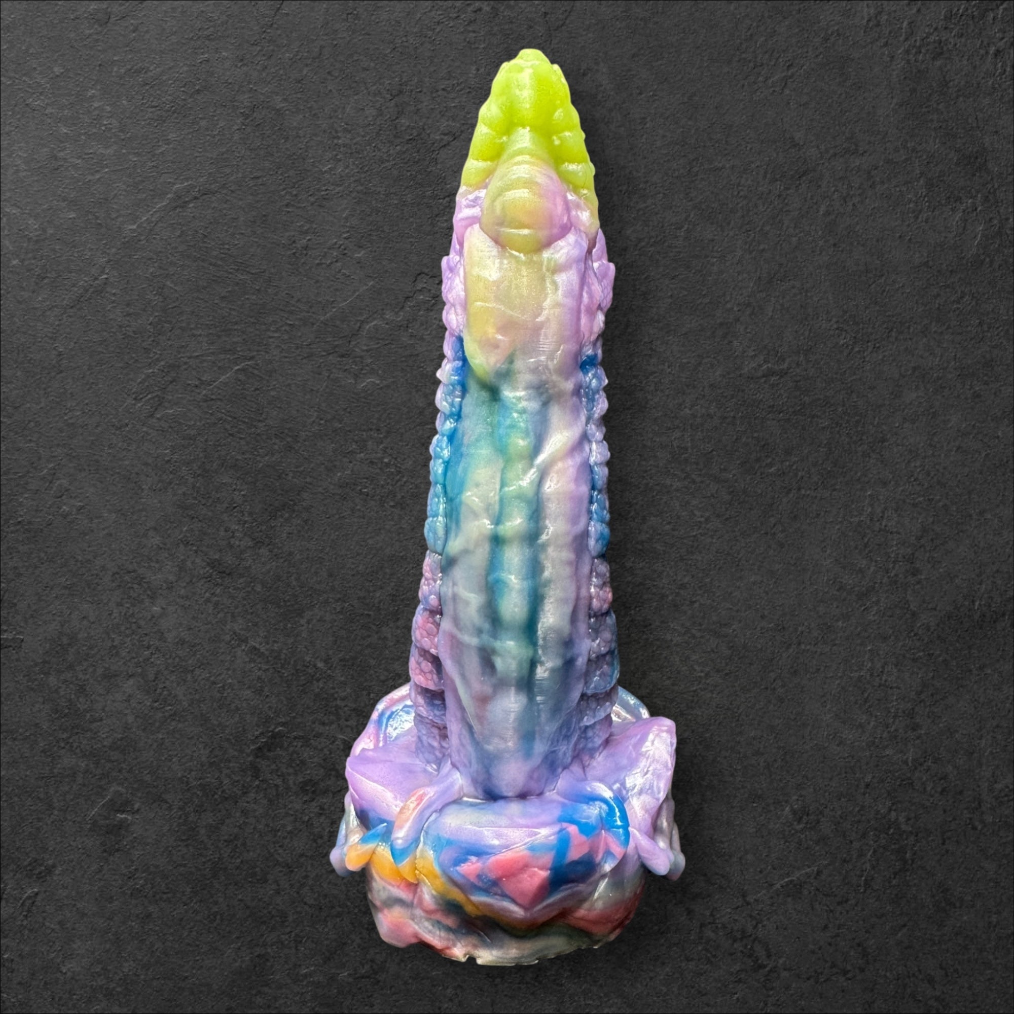 Heavily Scaled Dragon Dildo with Organic Texture. High Quality Platinum Silicone Fantasy Sex Toy Made in Spain by ClimaxLab.