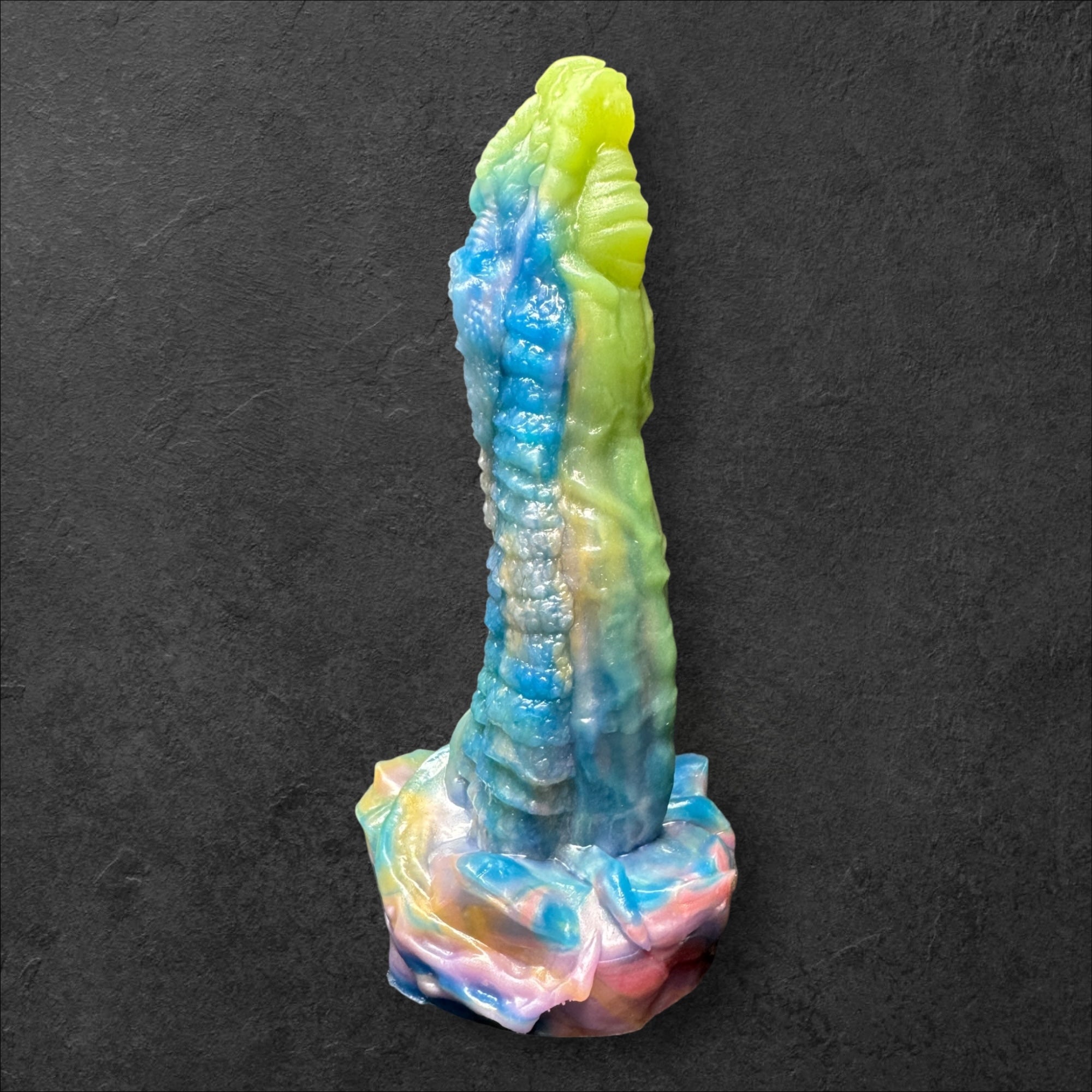 Heavily Scaled Dragon Dildo with Organic Texture. High Quality Platinum Silicone Fantasy Sex Toy Made in Spain by ClimaxLab.