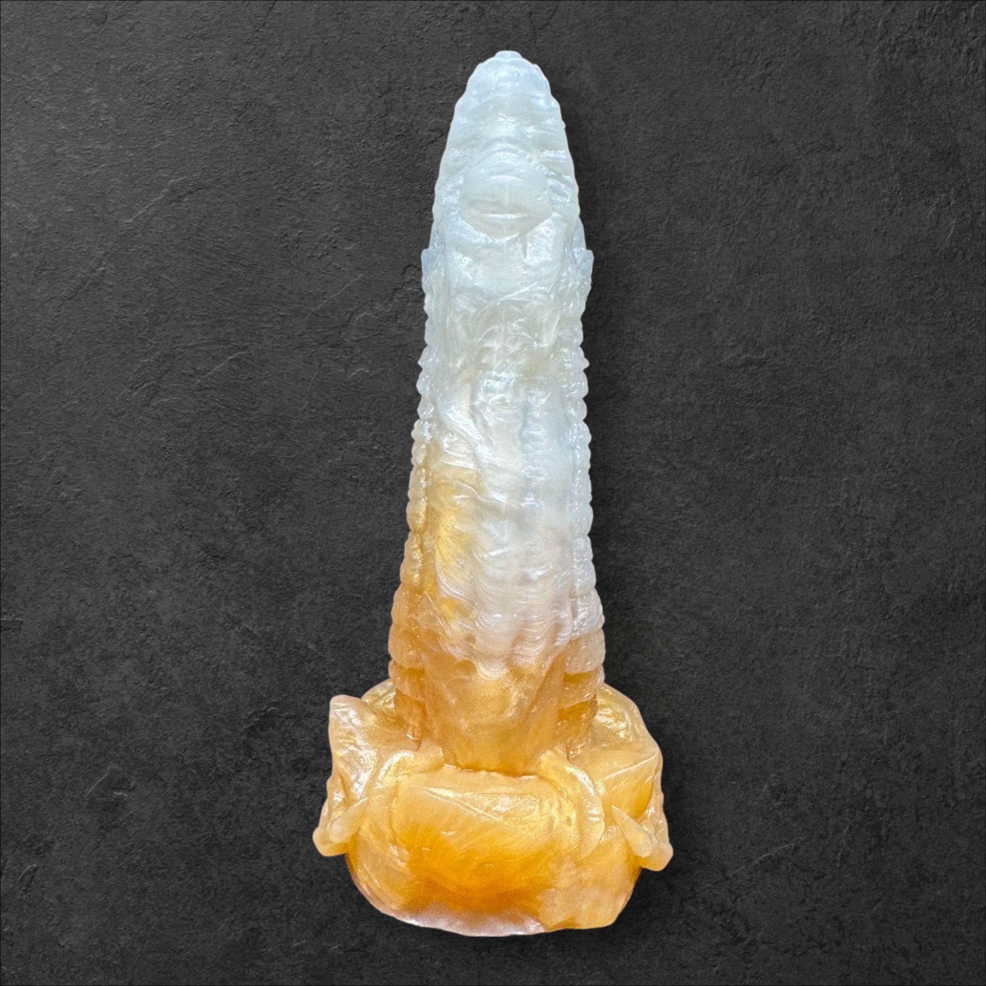 Heavily Scaled Dragon Dildo with Organic Texture. High Quality Platinum Silicone Fantasy Sex Toy Made in Spain by ClimaxLab.