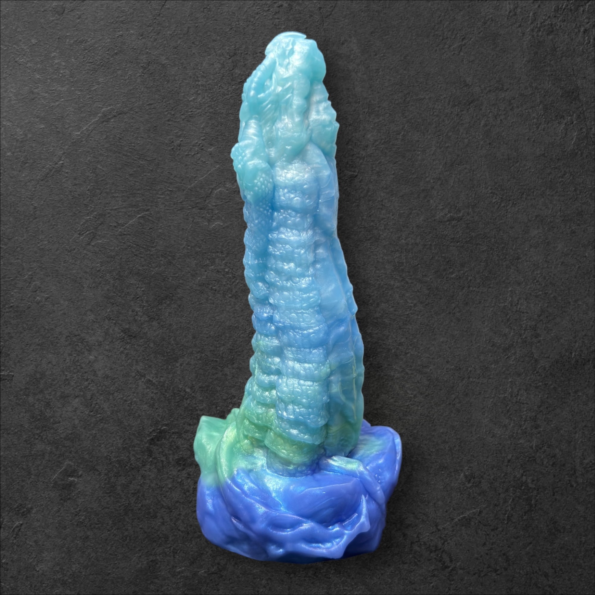 Heavily Scaled Dragon Dildo with Organic Texture. High Quality Platinum Silicone Fantasy Sex Toy Made in Spain by ClimaxLab.