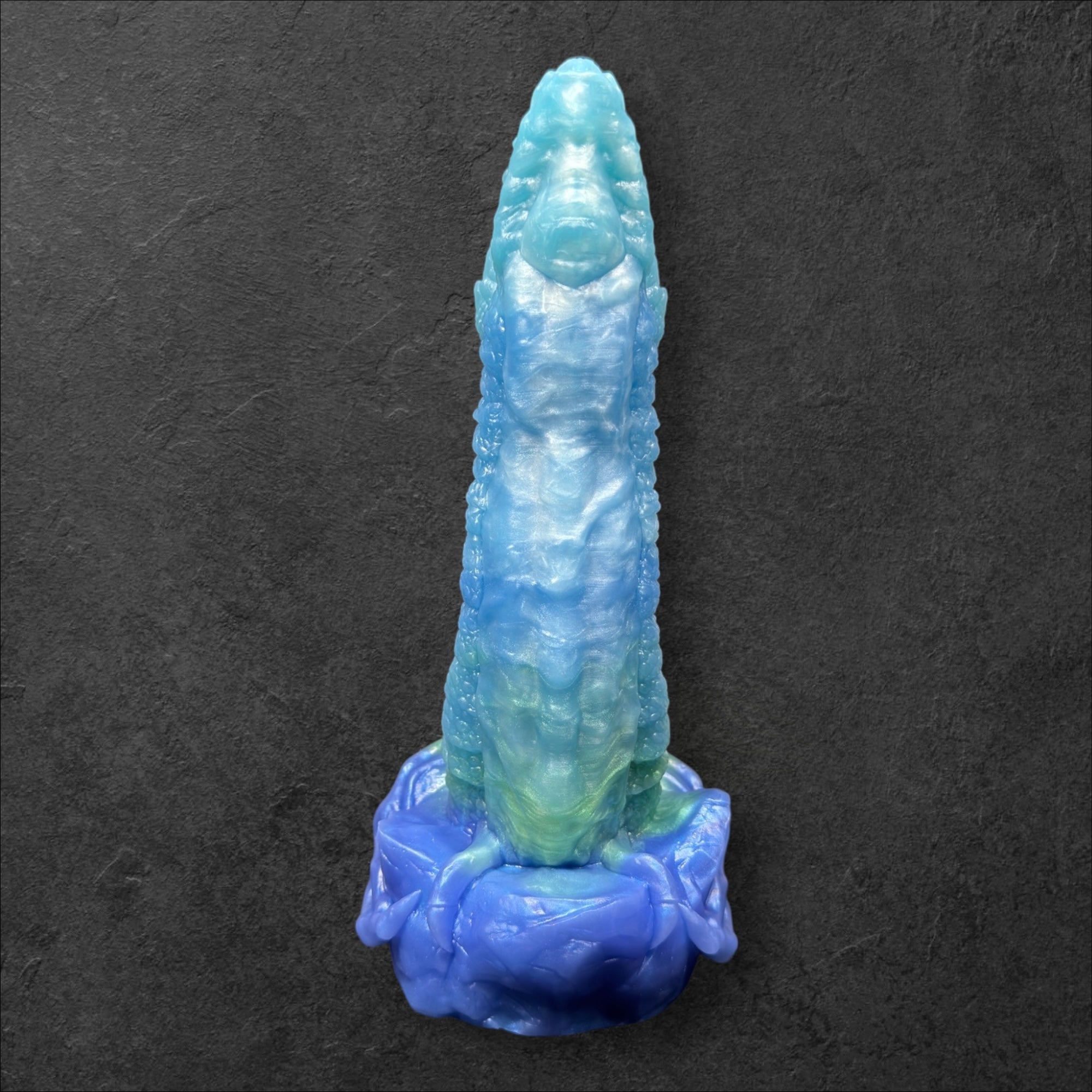 Heavily Scaled Dragon Dildo with Organic Texture. High Quality Platinum Silicone Fantasy Sex Toy Made in Spain by ClimaxLab.