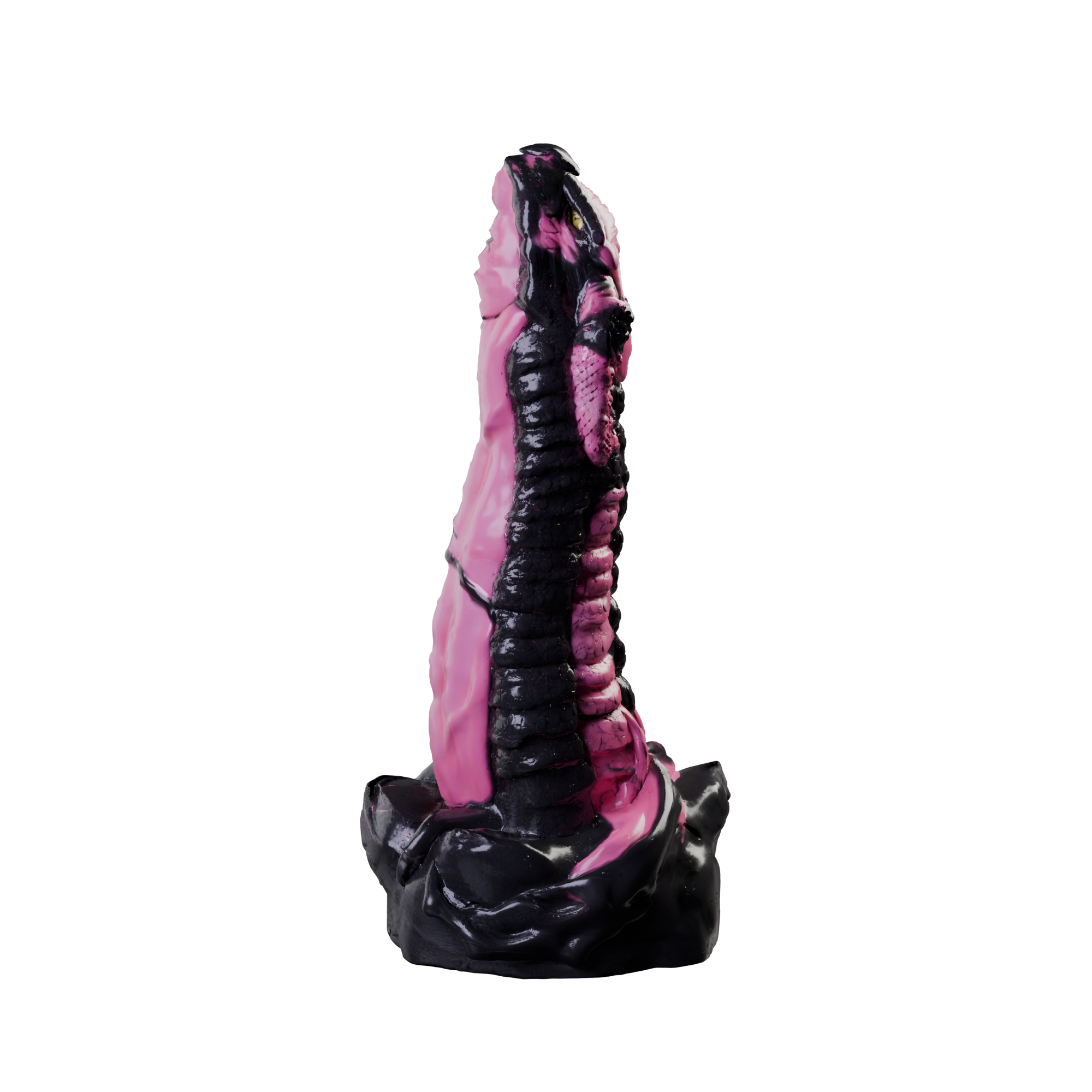 Madre de Dragones heavily scaled dragon dildo, rear view — platinum silicone fantasy sex toy made in Spain by ClimaxLab.