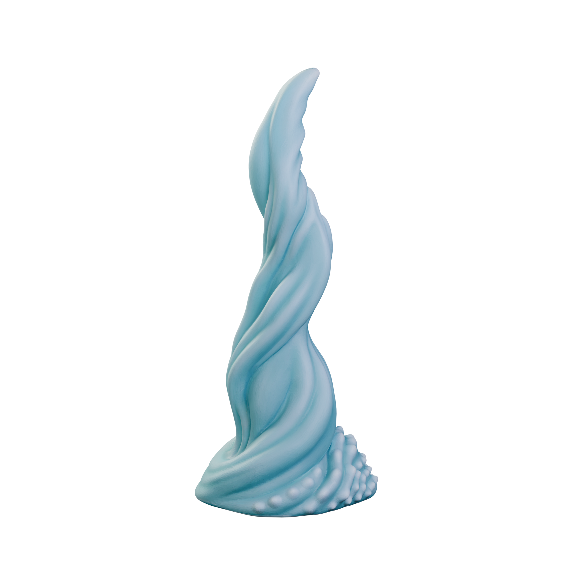 Mercurio Water Tentacle Dildo side profile with gentle curve and smooth flowing texture. ClimaxLab fantasy sex toy.