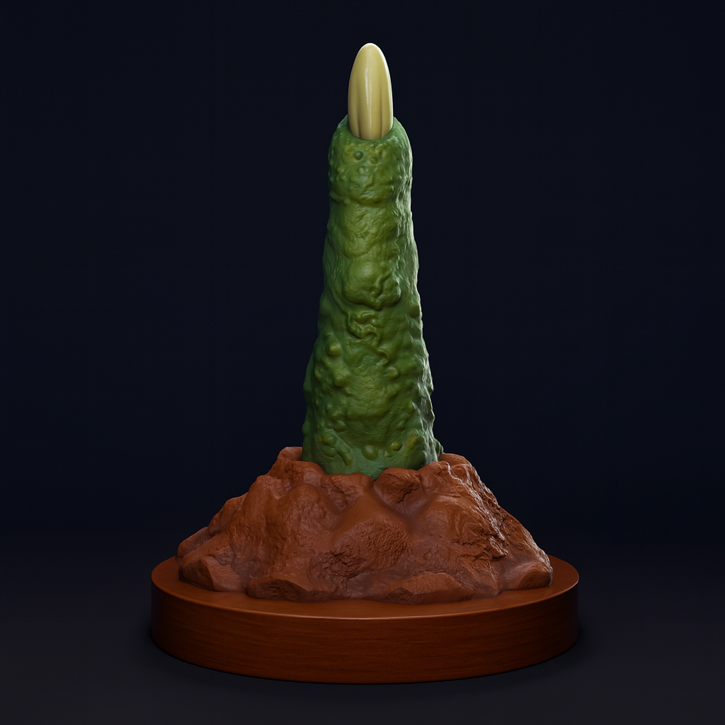 MORVA Fantasy Dildo. Rough monstrous finger texture with curved shape for internal massage. Invasive dark fantasy toy made of Platinum Silicone by ClimaxLab.