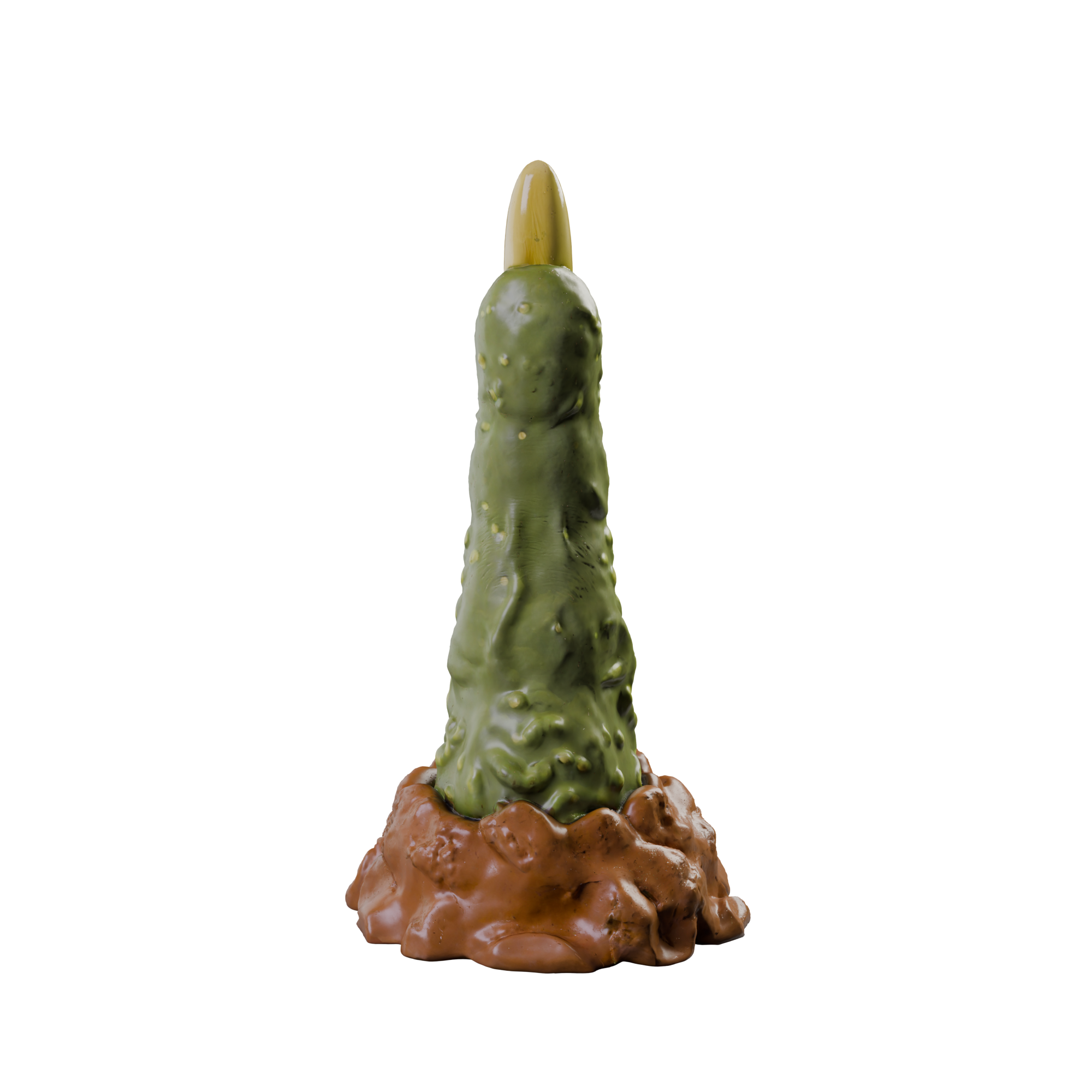 MORVA monstrous finger dildo with rough curved shaft, rear view — body-safe platinum silicone by ClimaxLab.