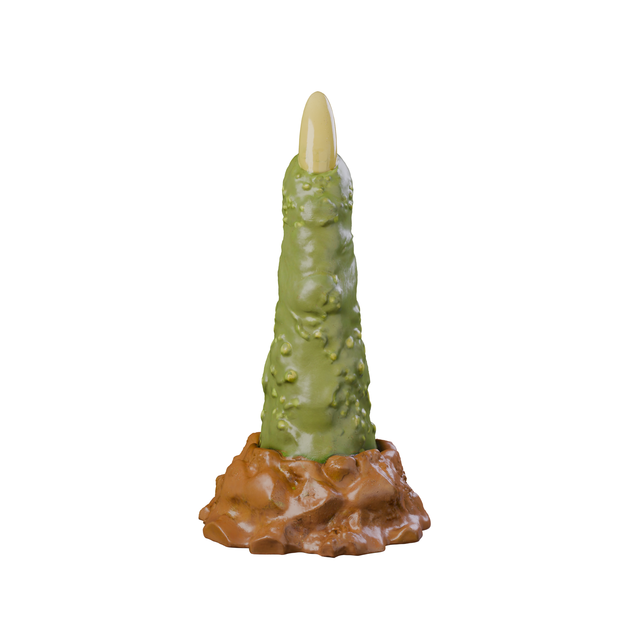 MORVA monstrous finger dildo with rough curved shaft, front view — body-safe platinum silicone by ClimaxLab.