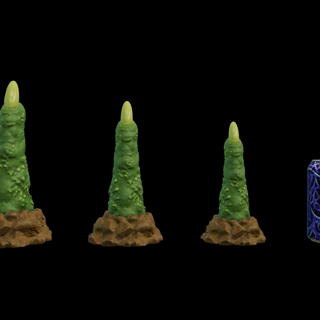 MORVA Fantasy Dildo. Rough monstrous finger texture with curved shape for internal massage. Invasive dark fantasy toy made of Platinum Silicone by ClimaxLab.