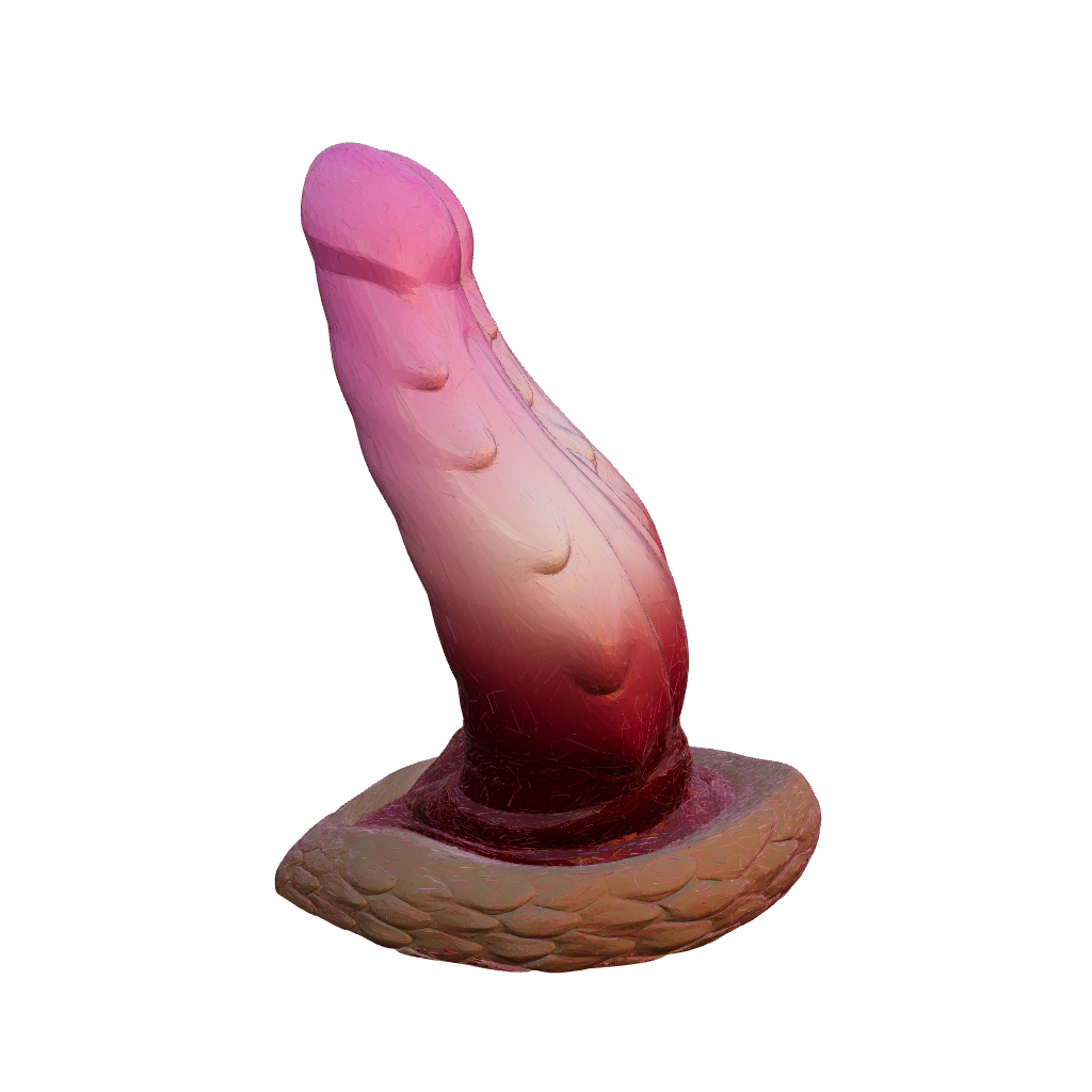 Wyrm Hemis twin-tip fantasy dragon dildo — interactive 3D model in textured platinum silicone, made in Spain by ClimaxLab.