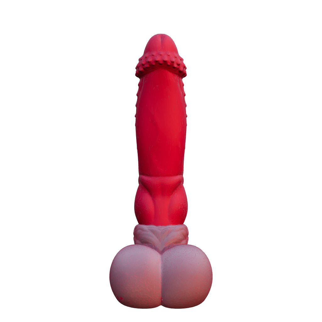 Kaelis fantasy feline dildo — interactive 3D model in textured platinum silicone, made in Spain by ClimaxLab.