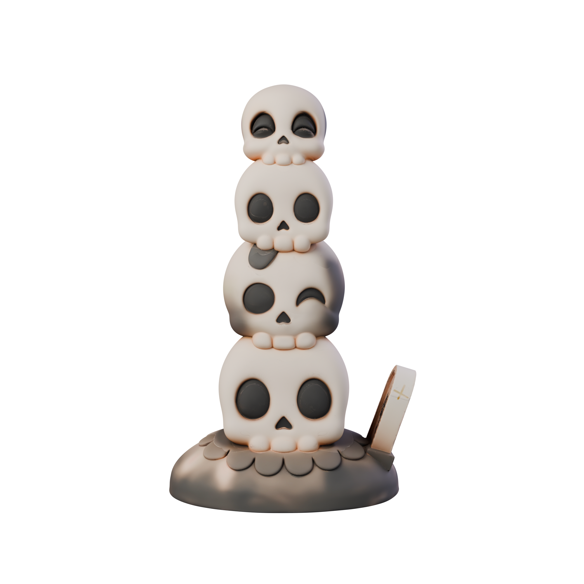Torrealmas stacked skulls dildo, front view — platinum silicone fantasy toy by ClimaxLab.