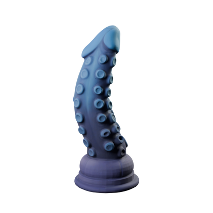 El Primer Hijo del Abismo tentacle dildo covered in suction cups, rear view — platinum silicone fantasy toy handmade in Spain by ClimaxLab.