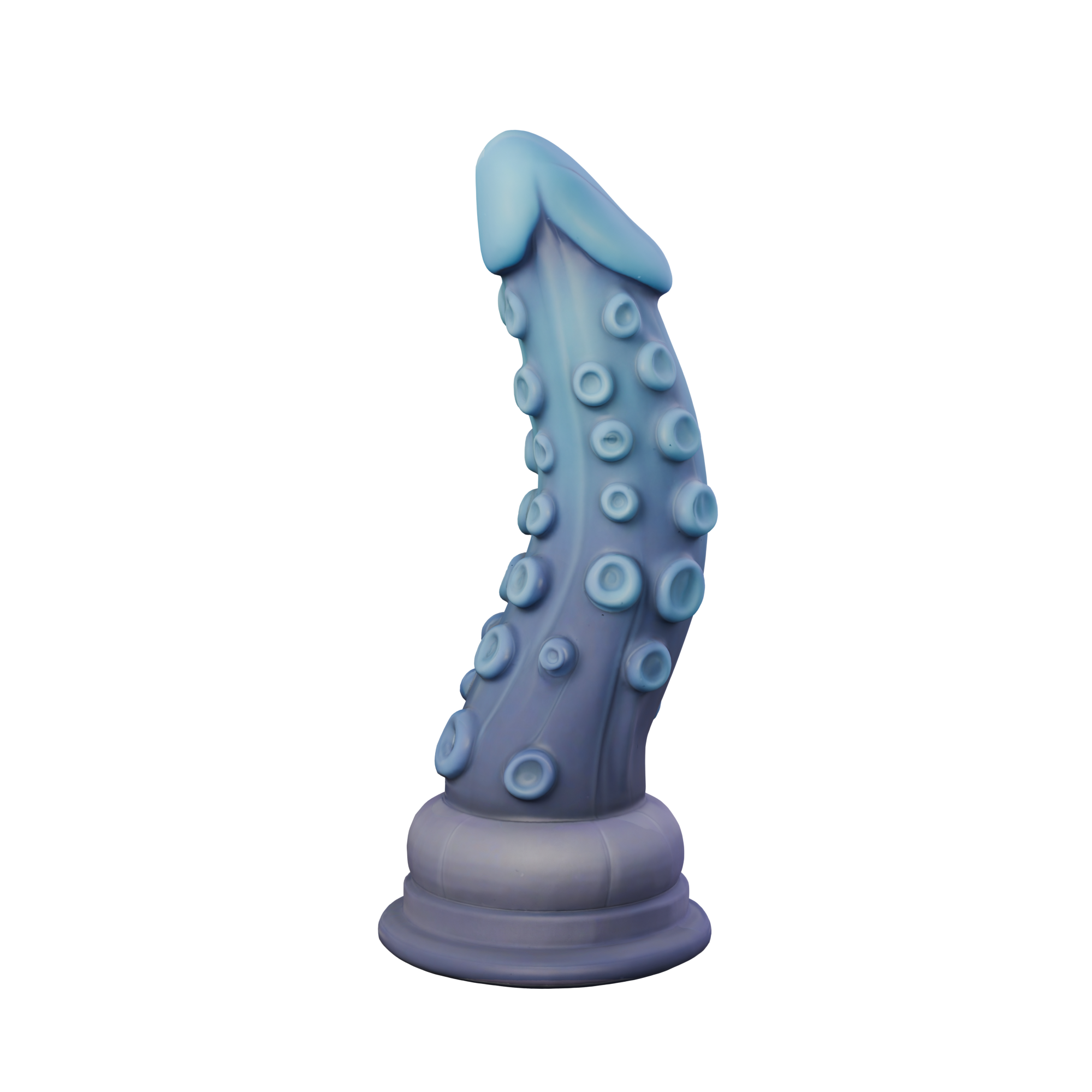 El Primer Hijo del Abismo tentacle dildo covered in suction cups, front view — platinum silicone fantasy toy handmade in Spain by ClimaxLab.