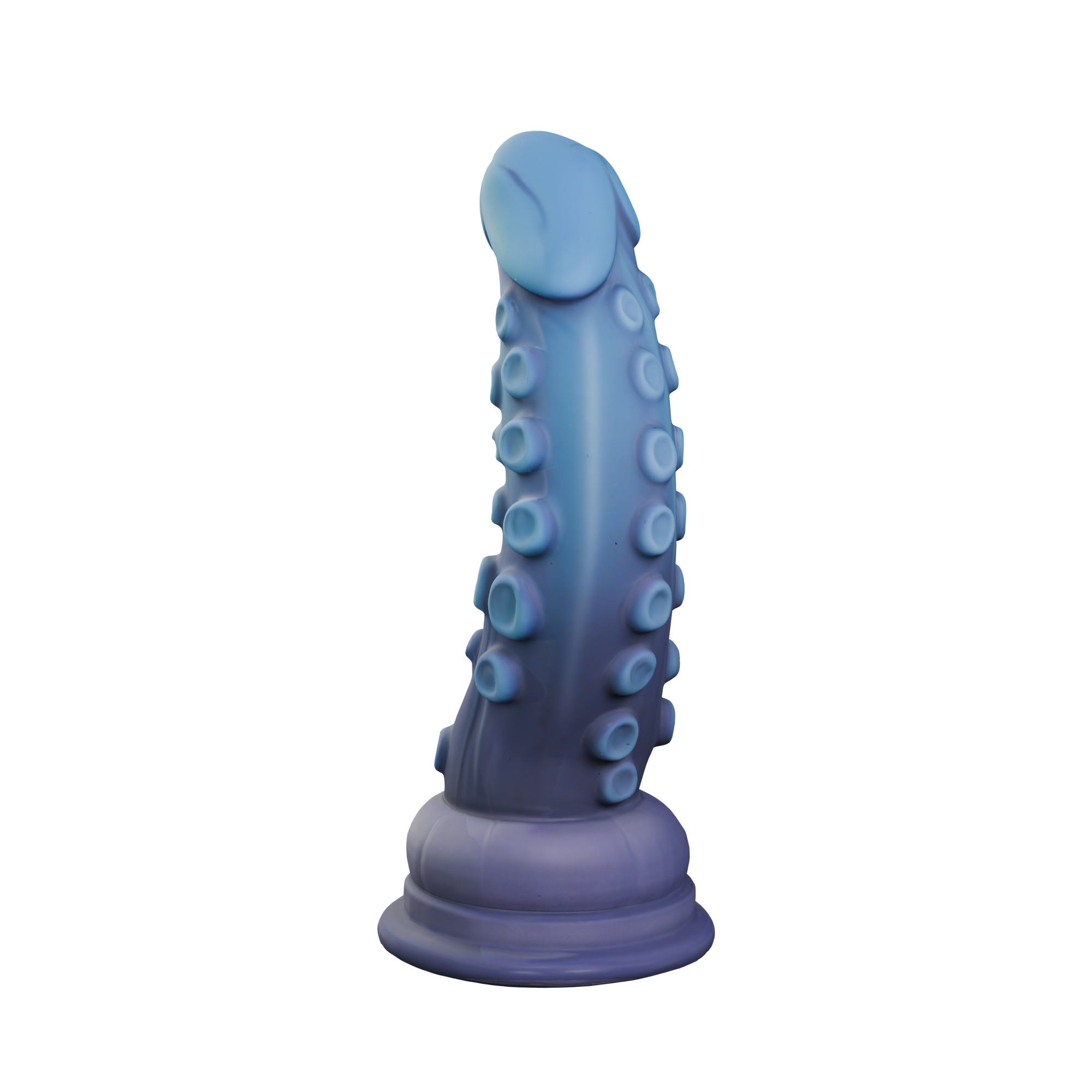 El Primer Hijo del Abismo tentacle dildo covered in suction cups, side profile — platinum silicone fantasy toy handmade in Spain by ClimaxLab.