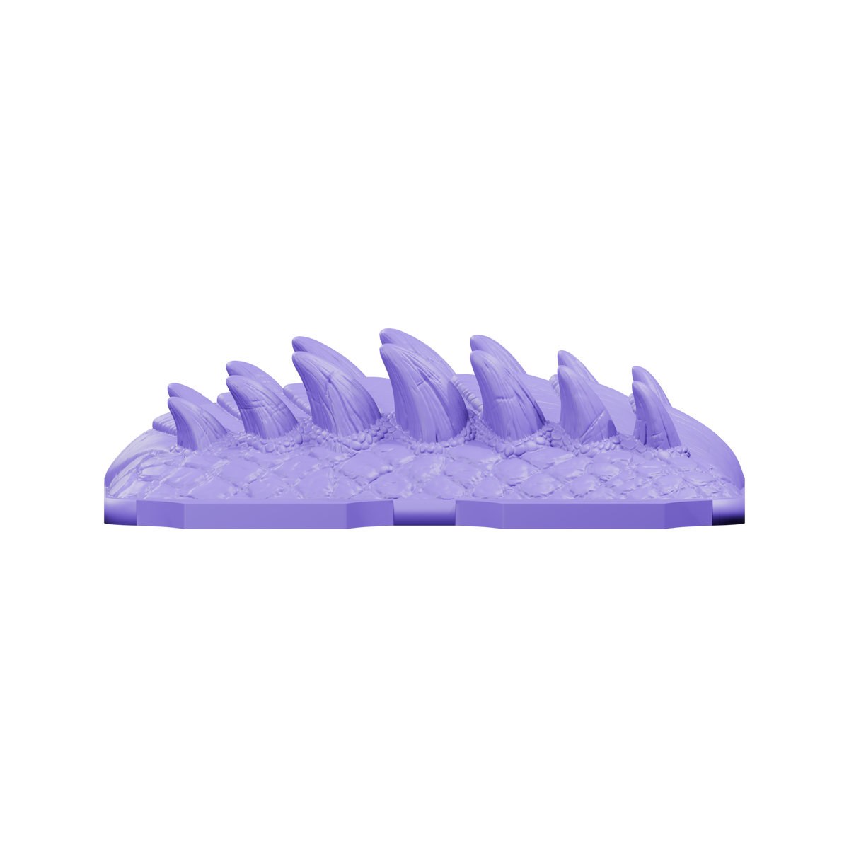 Emperatriz Dragona · perfil lateral que muestra la altura de la cresta. Render violeta, fondo transparente.
