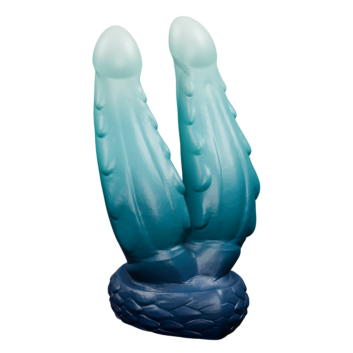 Wyrm Hemis · detalle elevado de los relieves. Render del modelo original sin fondo, ejemplo de degradado azul noche, turquesa y verde agua claro.