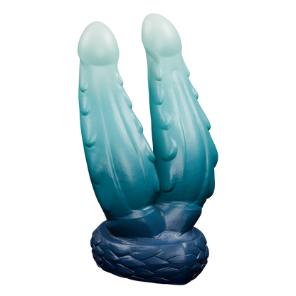 Wyrm Hemis · detalle elevado de los relieves. Render del modelo original sin fondo, ejemplo de degradado azul noche, turquesa y verde agua claro.