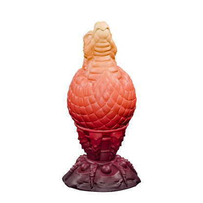 Huevo del Fuego · detalle elevado de los relieves. Render del modelo original sin fondo, ejemplo de degradado burdeos, rojo, naranja y ámbar.