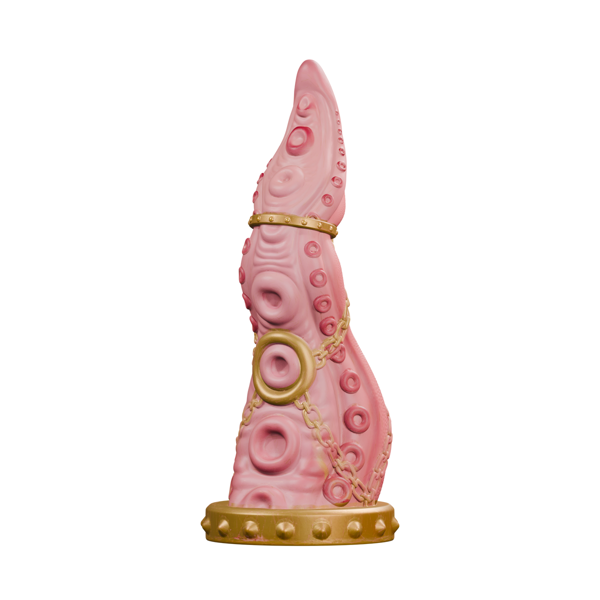 Leviatán · three-quarter view · original pink and gold texture on the detailed manufacturing geometry. Digital render; actual handmade colour placement may vary.
