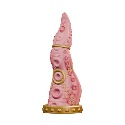 Leviatán · three-quarter view · original pink and gold texture on the detailed manufacturing geometry. Digital render; actual handmade colour placement may vary.