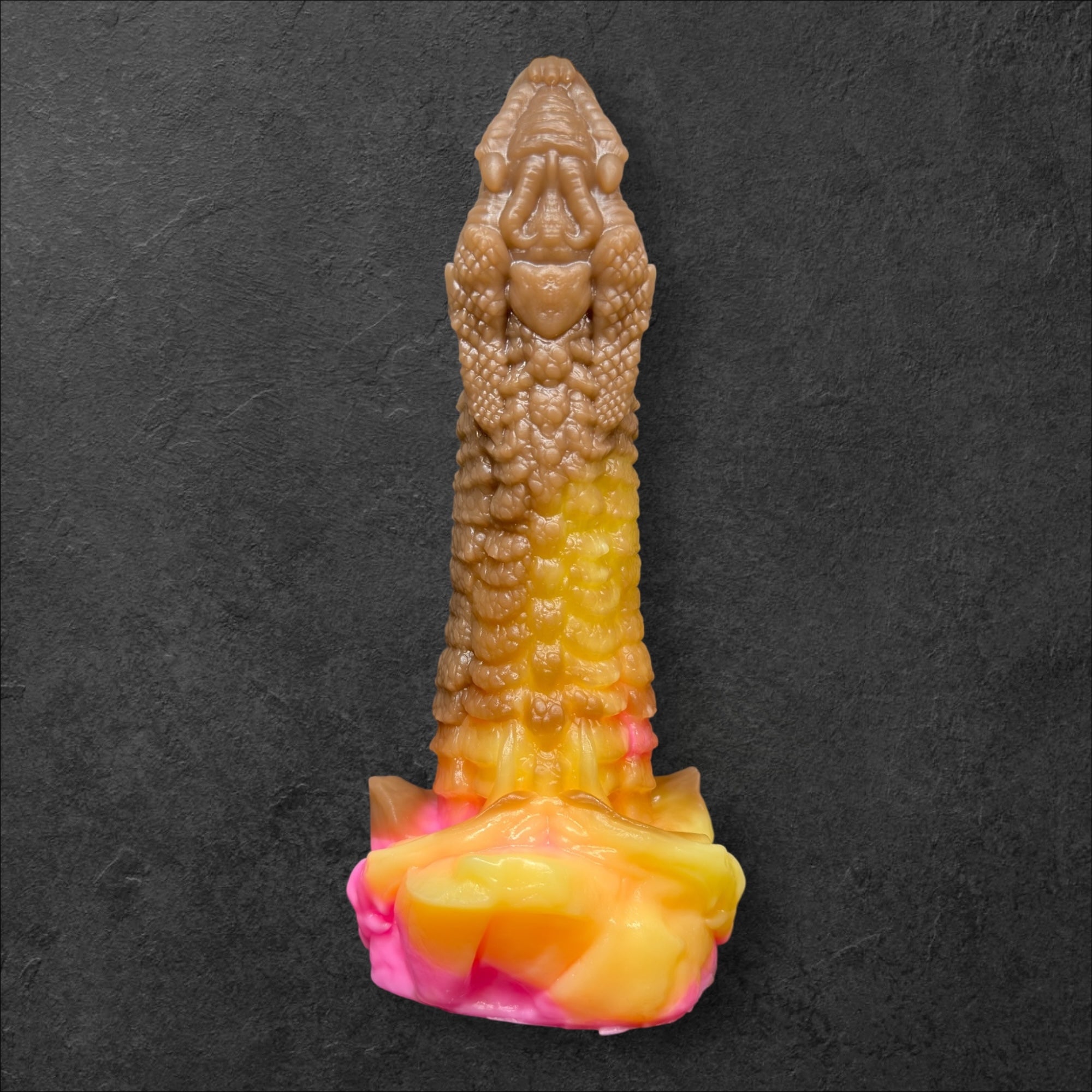 Heavily Scaled Dragon Dildo with Organic Texture. High Quality Platinum Silicone Fantasy Sex Toy Made in Spain by ClimaxLab.