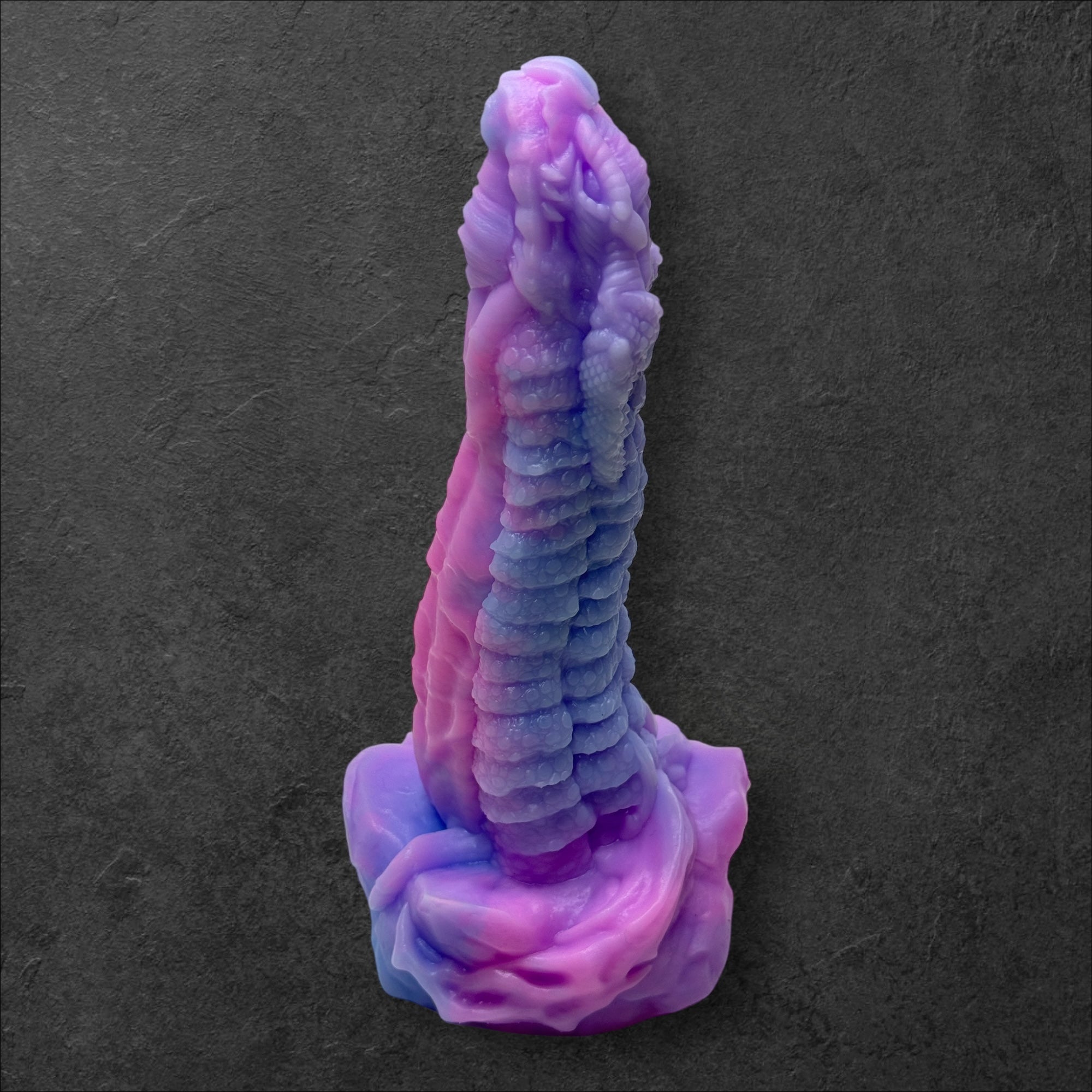 Heavily Scaled Dragon Dildo with Organic Texture. High Quality Platinum Silicone Fantasy Sex Toy Made in Spain by ClimaxLab.
