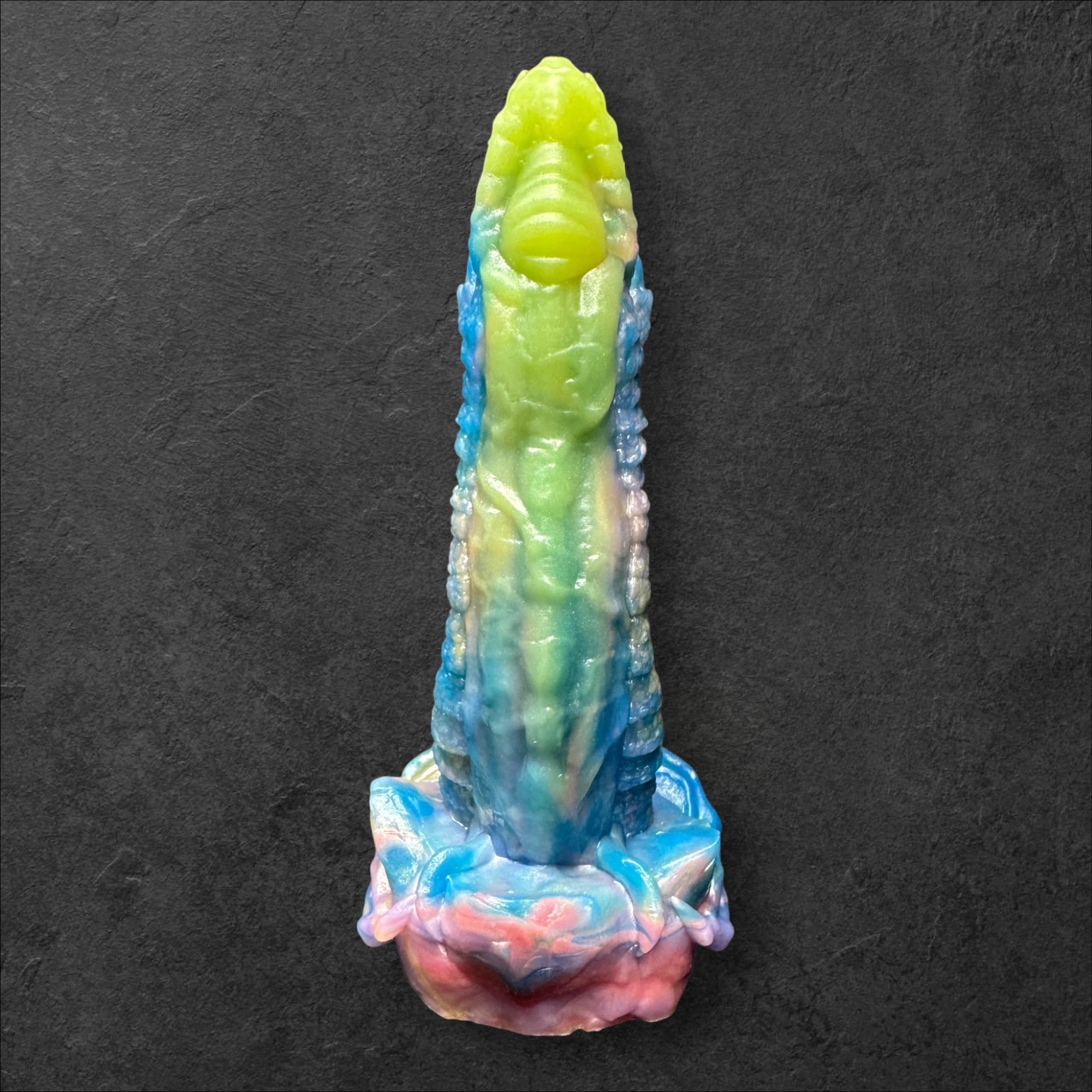 Heavily Scaled Dragon Dildo with Organic Texture. High Quality Platinum Silicone Fantasy Sex Toy Made in Spain by ClimaxLab.