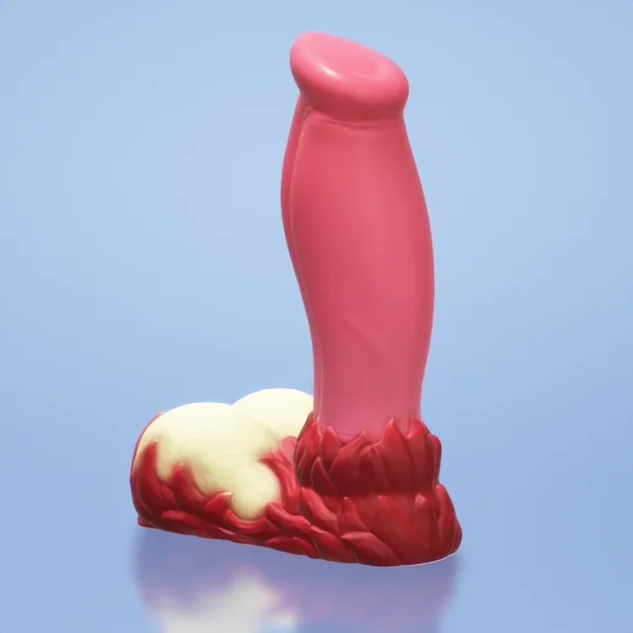 Eruptor fantasy canine dildo in platinum silicone, three-quarter view — body-safe, made in Spain by ClimaxLab.