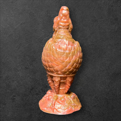 The Fire Egg Fantasy Plug. Œuf de dragon texturé avec tête en éclosion à la pointe et base de sécurité en griffe de dragon sculptée. Silicone Platine par ClimaxLab.