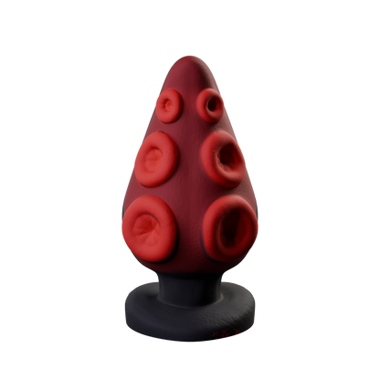 Gilboa tentacle butt plug covered in octopus suckers, rear view — platinum silicone made in Spain by ClimaxLab.