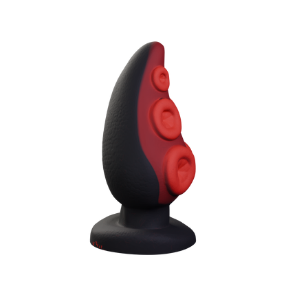 Gilboa tentacle butt plug covered in octopus suckers, side profile — platinum silicone made in Spain by ClimaxLab.