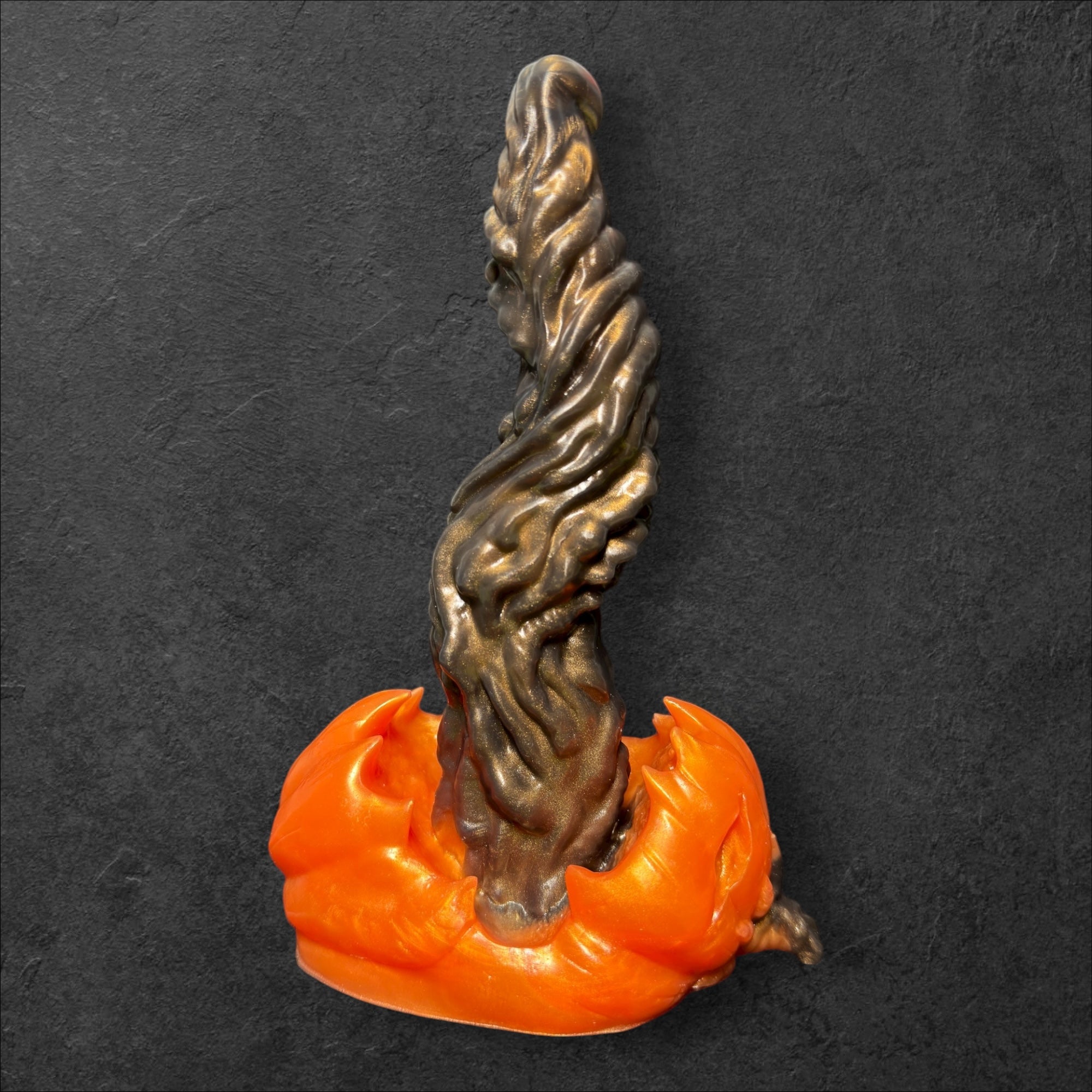 Gloomkin Fantasy Dildo by ClimaxLab. Halloween Pumpkin Base with Ribbed Tongue Texture. Handcrafted Platinum Silicone Toy.