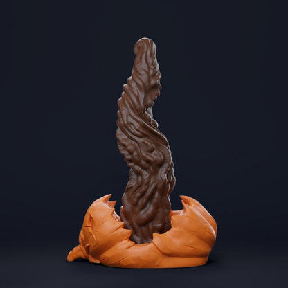 Gloomkin Fantasy Dildo by ClimaxLab. Halloween Pumpkin Base with Ribbed Tongue Texture. Handcrafted Platinum Silicone Toy.