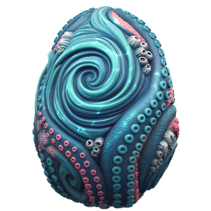 Huevo kegel Maelstrom de silicona platino, espiral oceánica con tentáculos y corales · ClimaxLab · talla S (5,0×3,4 cm)