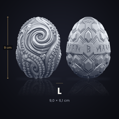 Huevos Kegel ClimaxLab talla L: pack de 2 huevos de silicona platino texturizada, 9×6,1 cm