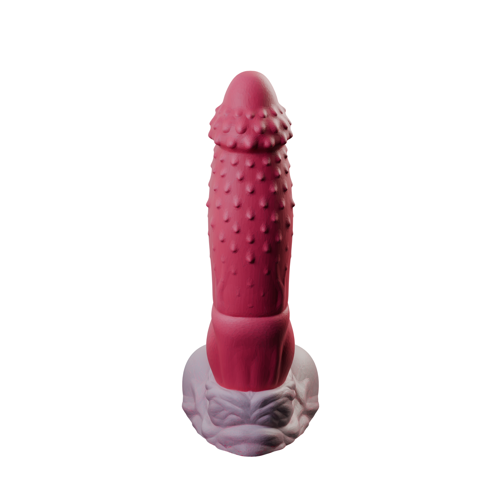 Kaelis fantasy feline dildo with spiked shaft, rear view — platinum silicone made in Spain by ClimaxLab.