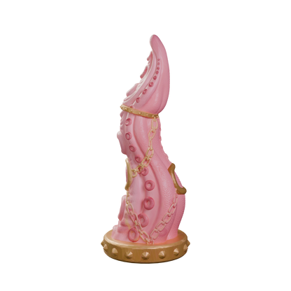 Leviatan Tentacle Dildo side profile showing tapered tip and textured suction cups. Handmade platinum silicone by ClimaxLab.