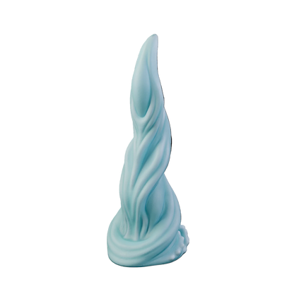 Mercurio Water Tentacle Dildo. Flowing spiral strands with a smooth tapered tip and rippled base. Platinum Silicone by ClimaxLab.
