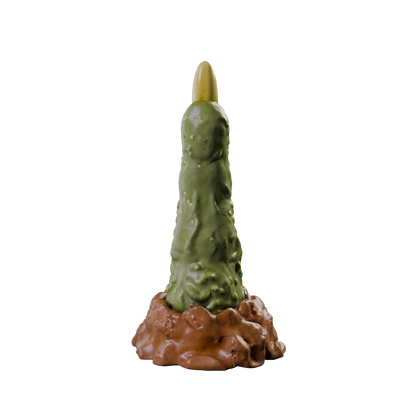 MORVA monstrous finger dildo with rough curved shaft, rear view — body-safe platinum silicone by ClimaxLab.
