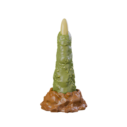 MORVA monstrous finger dildo with rough curved shaft, front view — body-safe platinum silicone by ClimaxLab.