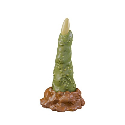 MORVA monstrous finger dildo with rough curved shaft, three-quarter view — body-safe platinum silicone by ClimaxLab.