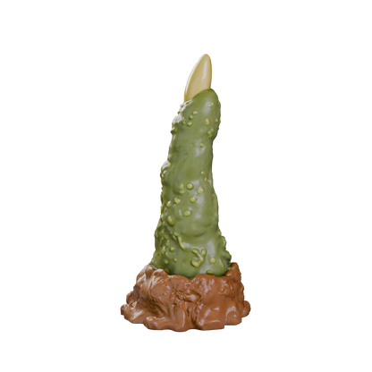 MORVA monstrous finger dildo with rough curved shaft, side profile — body-safe platinum silicone by ClimaxLab.
