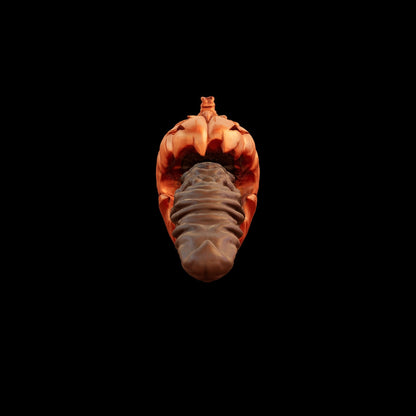 Gloomkin Fantasy Dildo by ClimaxLab. Halloween Pumpkin Base with Ribbed Tongue Texture. Handcrafted Platinum Silicone Toy.